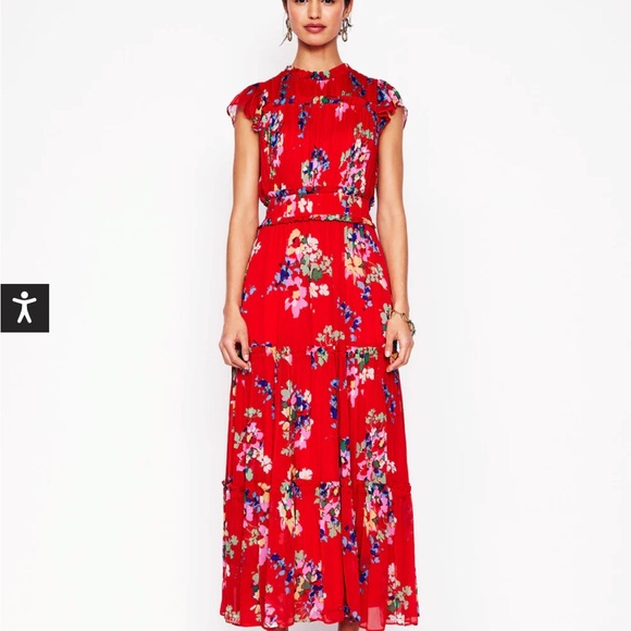 Red Cap Sleeve Midi Sundress - Picture 2 of 3